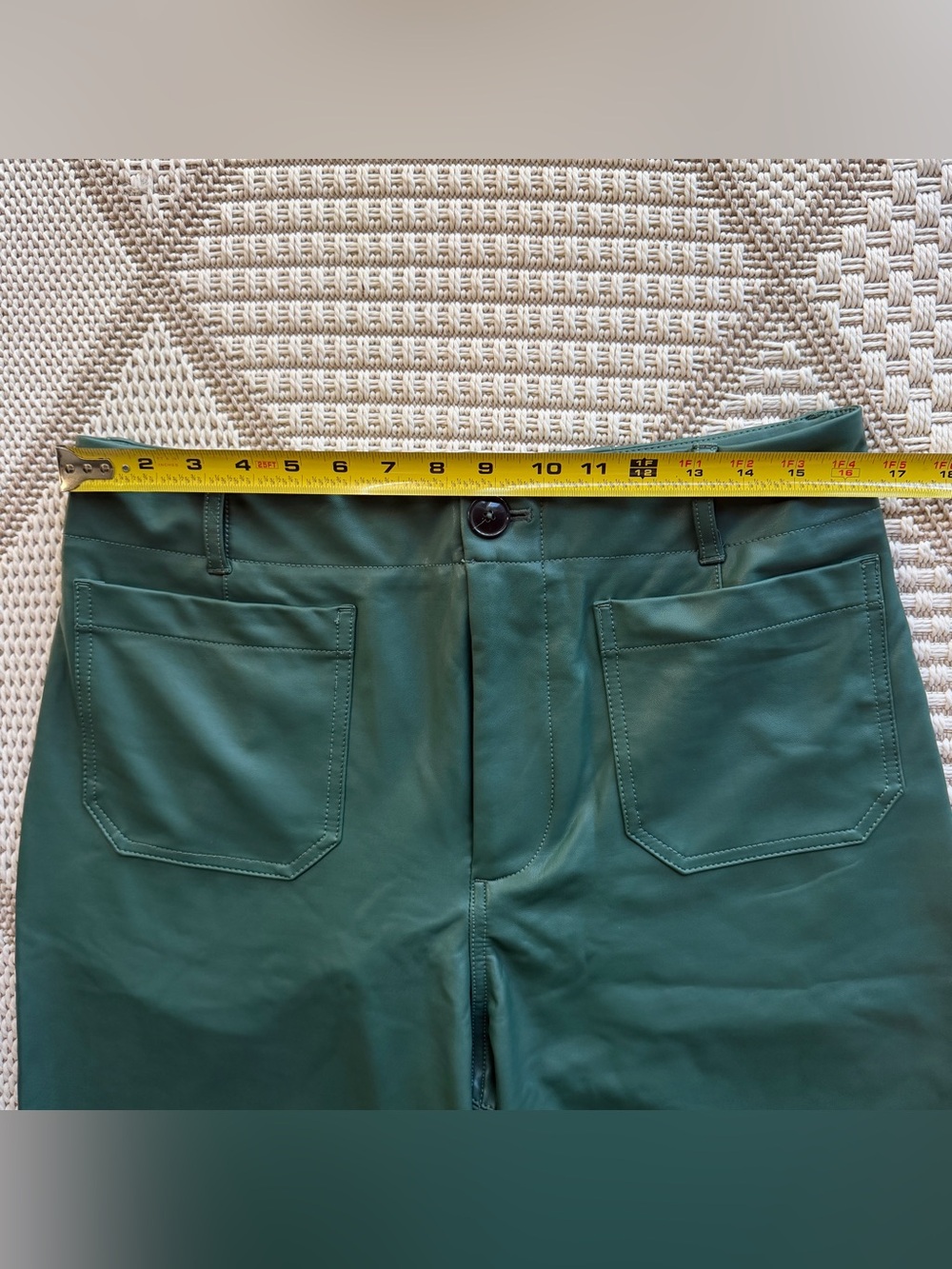 Maeve Forest Green Wide-Leg Faux Leather Pants - Picture 4 of 10
